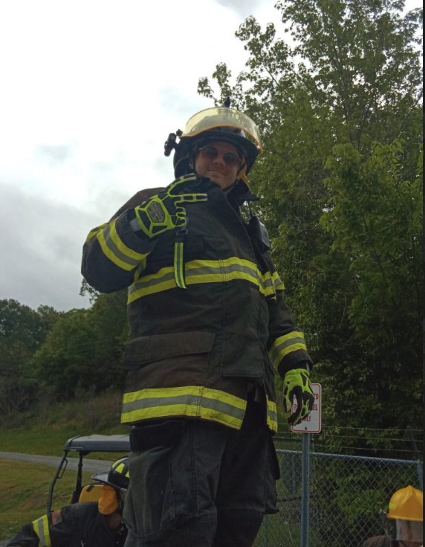 Firefighter standing during training or operations